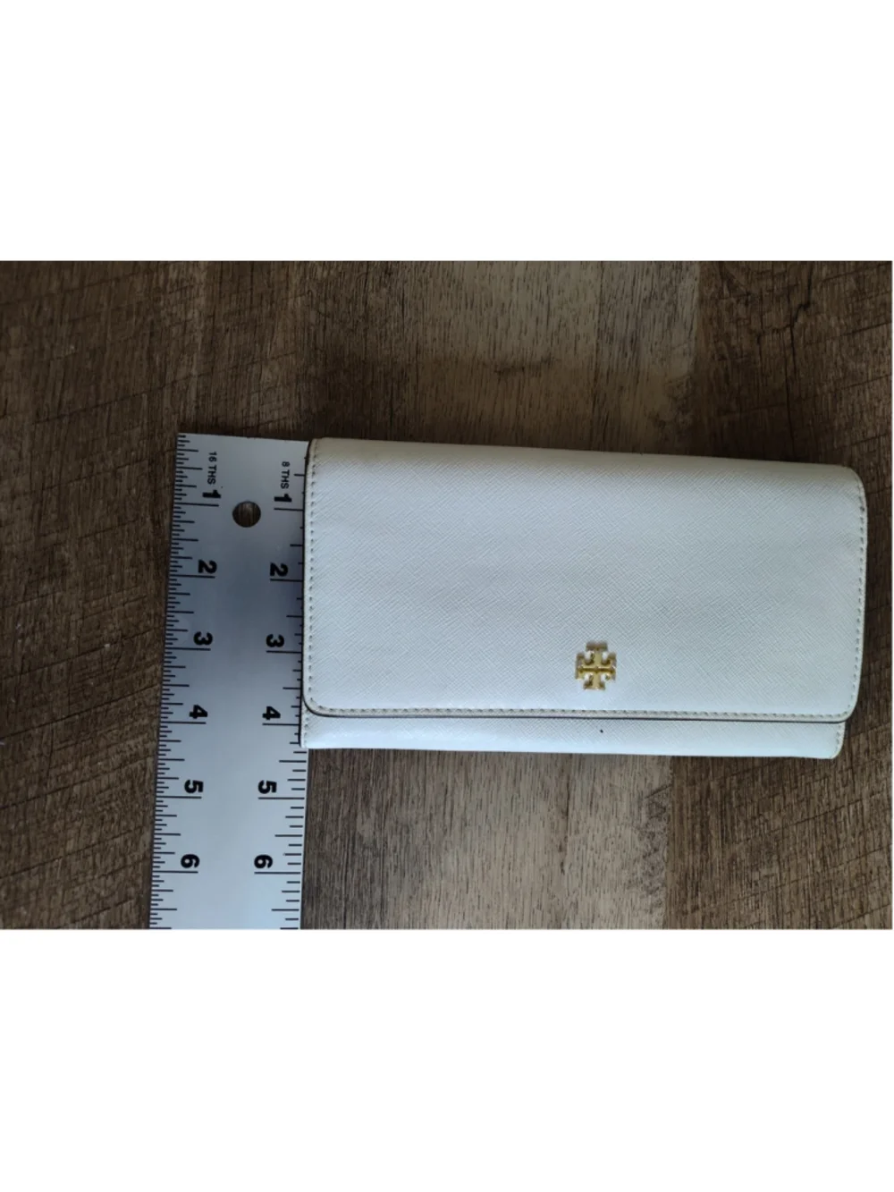 Women's Tory Burch Saffiano Leather Wallet - White & Gold - One Size